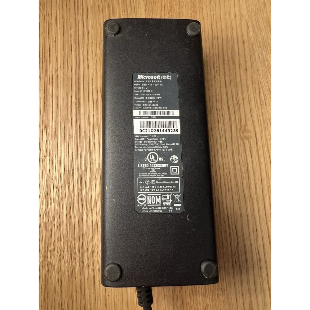 OEM Microsoft XBOX 360 E AC Power Supply Adapter Brick Only A11-120N1A UNTESTED